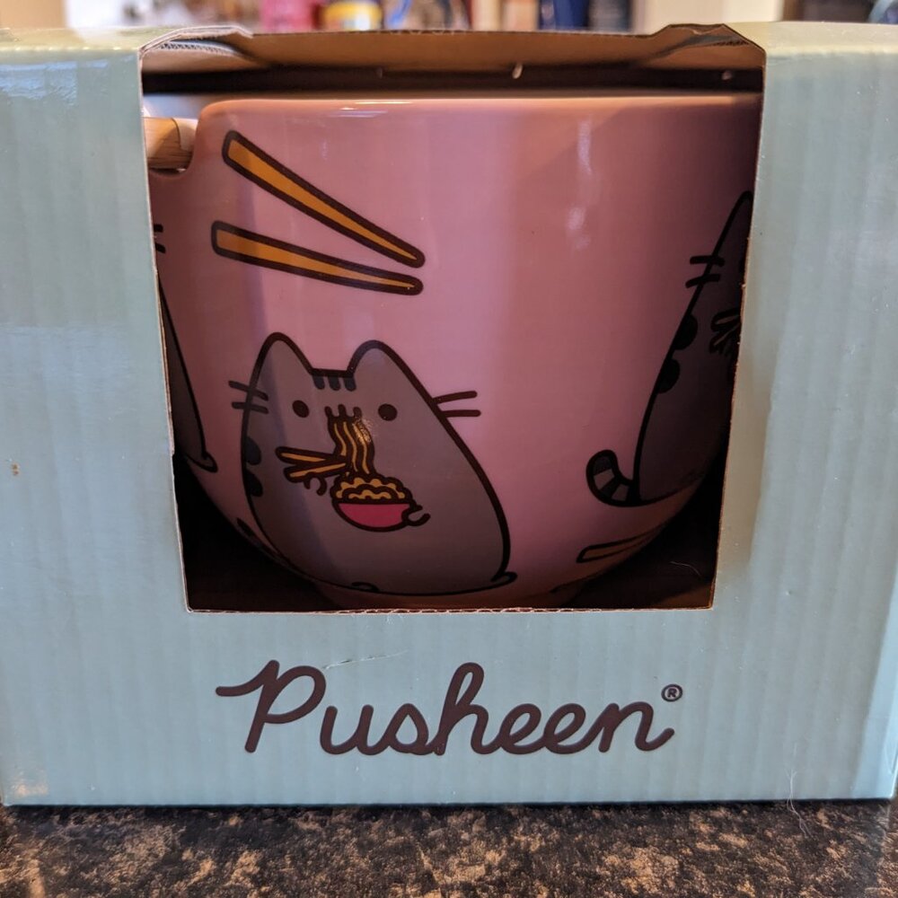 Enesco Pusheen The Cat Ramen Bowl with Chopsticks - NEW